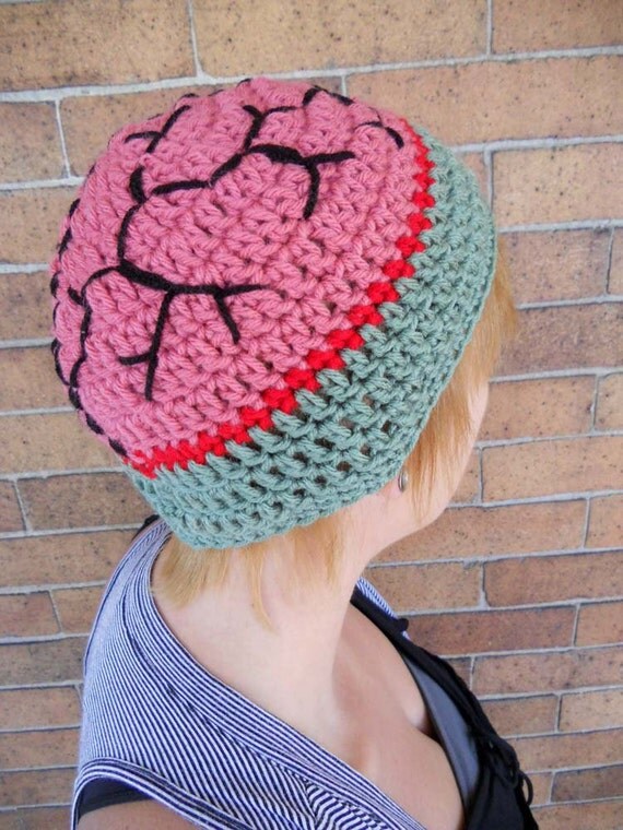 Crochet Zombie Brain Hat - Adult only ready to ship - Halloween ...