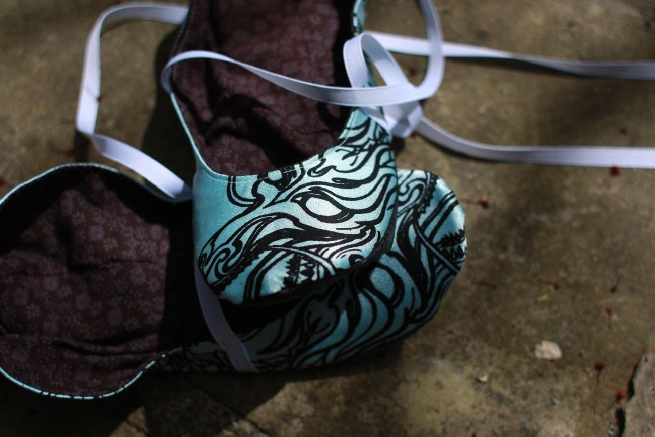 Size 8.5 Ready to Ship: Round Toe Satin Shoes, Baby Blue with Ballet Ties, Recycled Rubber Soles