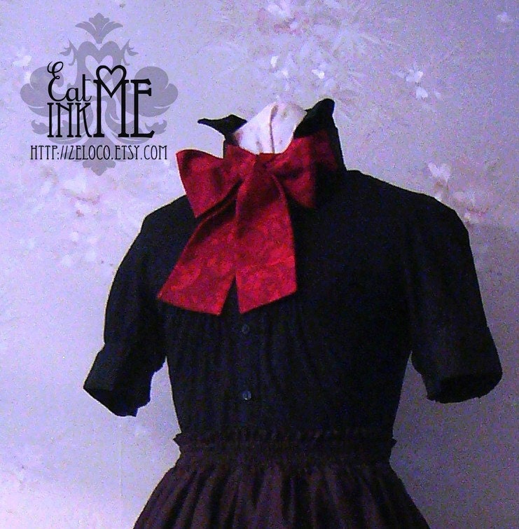 Red neo Victorian steampunk bow tie unisex