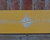 Latitude and Longitude Wood Sign -  Typography Word Art - You Choose Location Coordinates - Your Choice of Colors