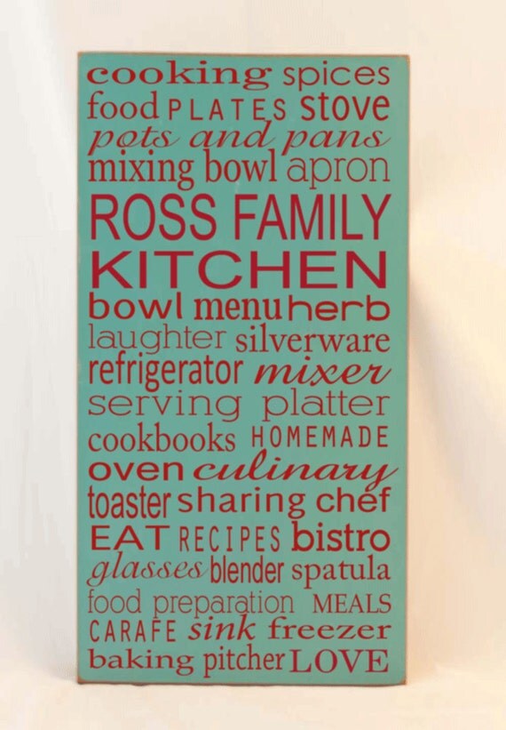 Subway Art Wooden Sign - Personalized Kitchen Subway Art - Your Choice of Colors