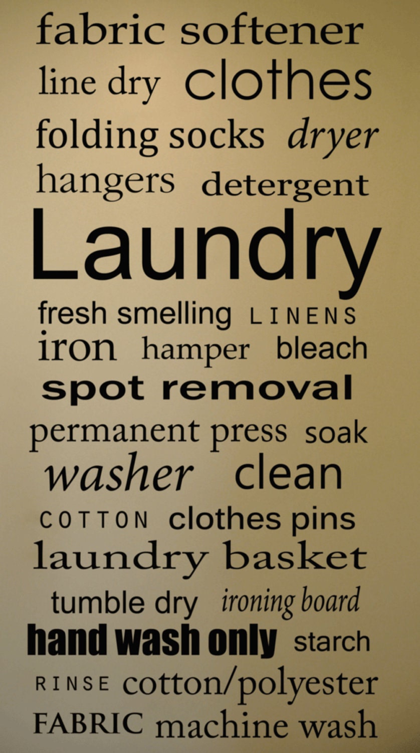 Laundry Subway Art Typography Word Art - Your Choice of Color - Vinyl Wall Decal Only