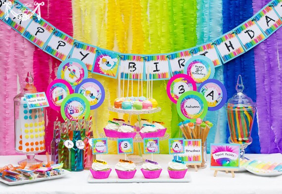 Art Party, Rainbow Party - PRINTABLE PARTY COLLECTION - Cutie Putti Paperie Il_570xn