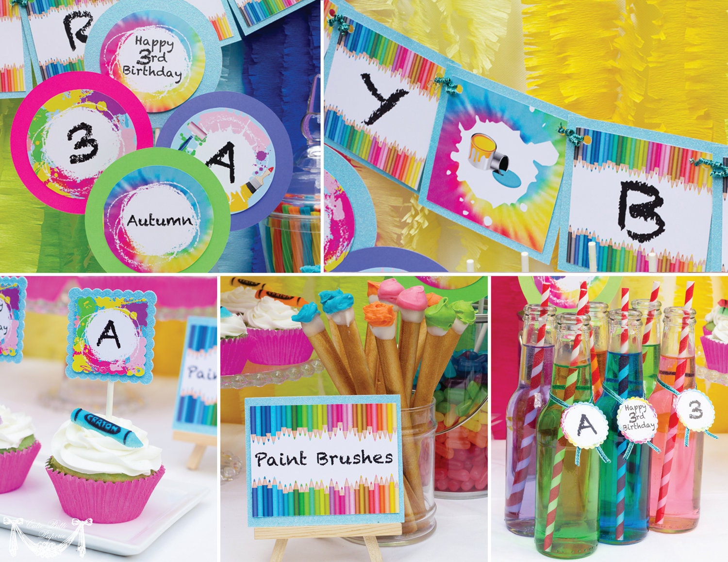 Art Party Rainbow Party Amy Atlas Featured - PRINTABLE WELCOME Door SIGN -Cutie Putti Paperie