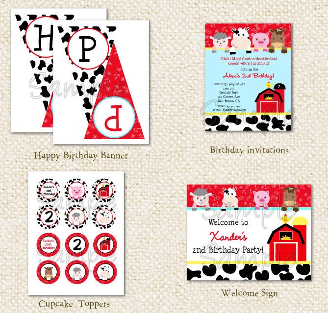 Barnyard Farm Invitations  - DIY Printable Personalized Birthday Party Package Party Pack