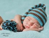 Munchkin Hat Newborn-12 Months Baby Boy Blue and Brown