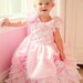 Flower girl dress, Custom made pink white cascading petals ,pageant dress gown all sizes 1,2,3,4,5,6,7,8,9,10,