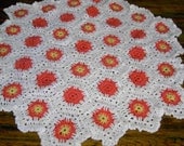 New handmade Hexigan Granny design orange/yellows colour Crochet Blanket  (nannycheryl original)  ID  664