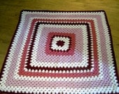 Crochet Blanket - Large Square style blanket with with pinks/red/burgundy/white      223