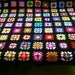 Handmade chunky crochet blanket -  Made in tradition granny type multi colour style with black border   784
