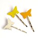 Butterflies bobby pins, set of 3 in gold, silver and bronze cardboard - one of a kind ooak