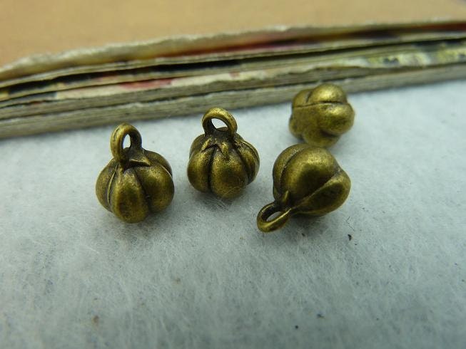 15pcs 7X7X9mm Antique Bronze Lovely Mini 3D  Pumpkin Charm Pendant c3129