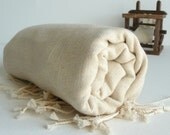 Organic Linen - Turkish Bath Towel - Regional Peshtemal -  Ivory