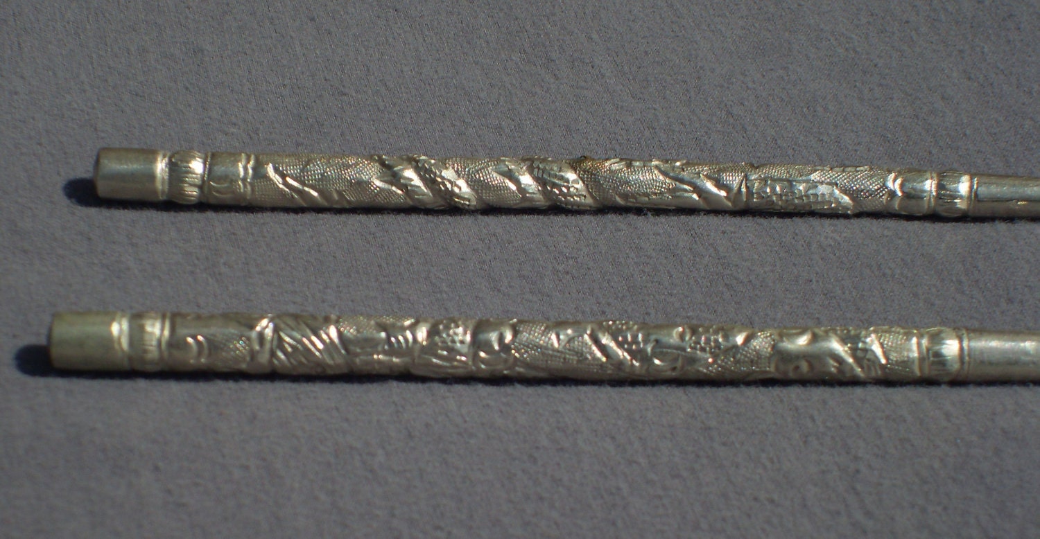 Antique Silver Handmade Chopsticks