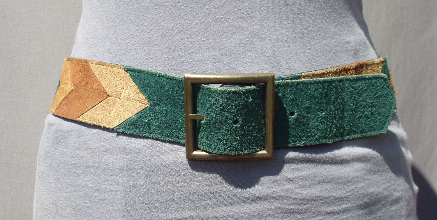 60's Hippie suede Harness House wide belt