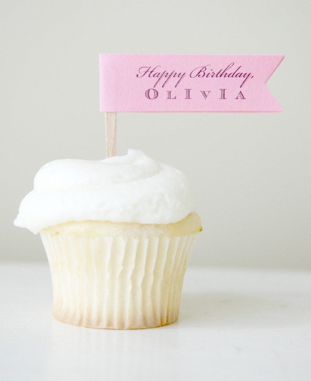 Custom Message Cupcake Topper Collection (one dozen, color of your choice)