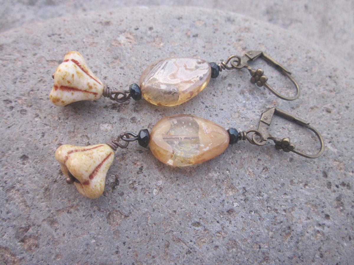 Spring Savings Sale Czech glass three ways  flower earringsTAGTMCTT