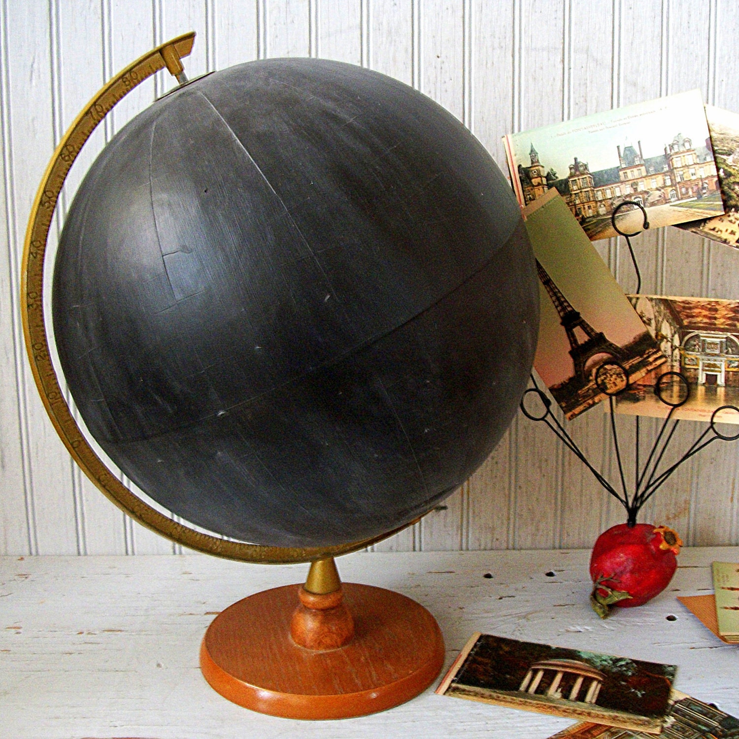 Vintage Upcycled Chalkboard Globe