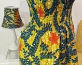 African Print Strapless Smocked Top
