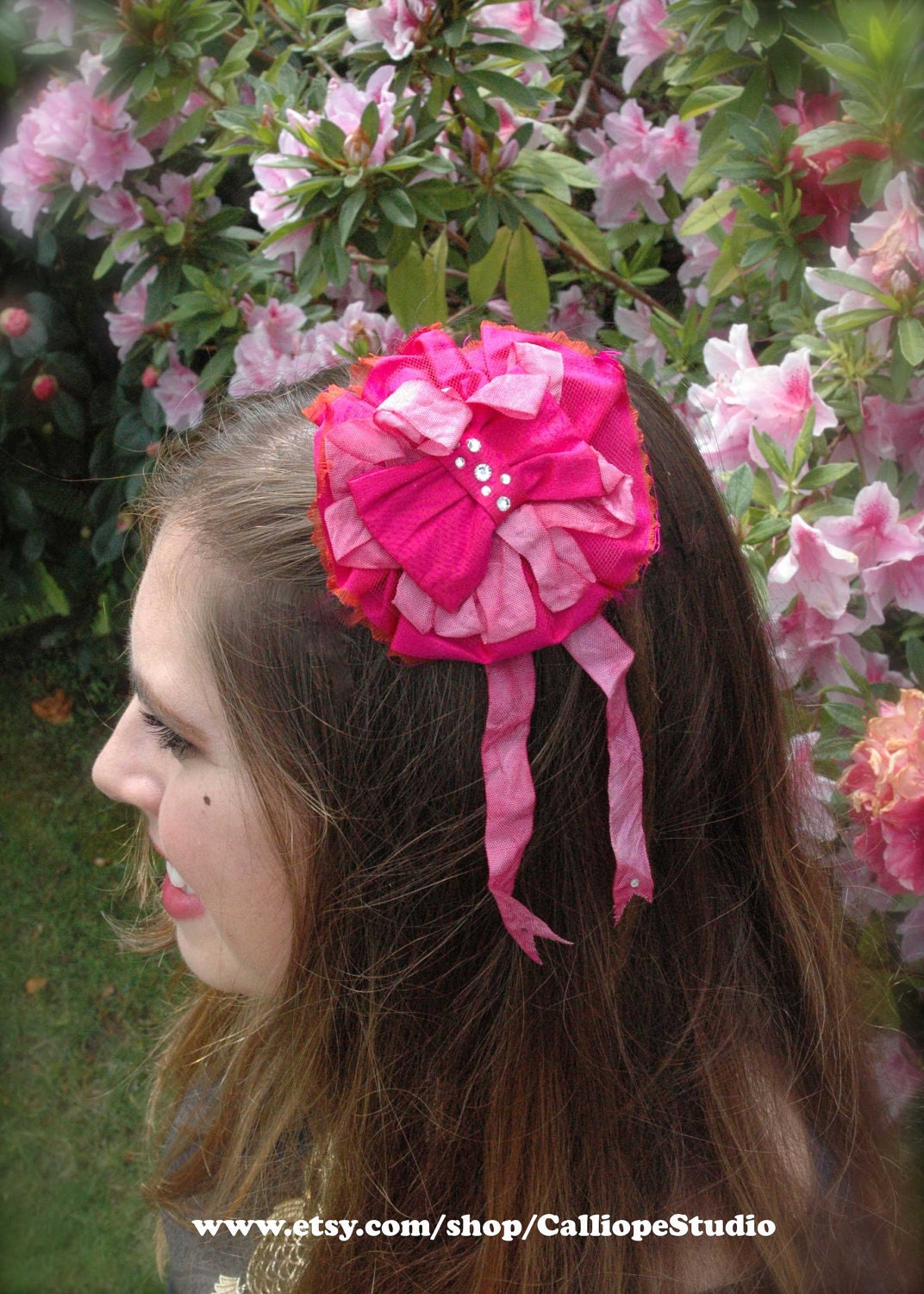 Garter Magenta Dupioni Silk Broach Fascinator