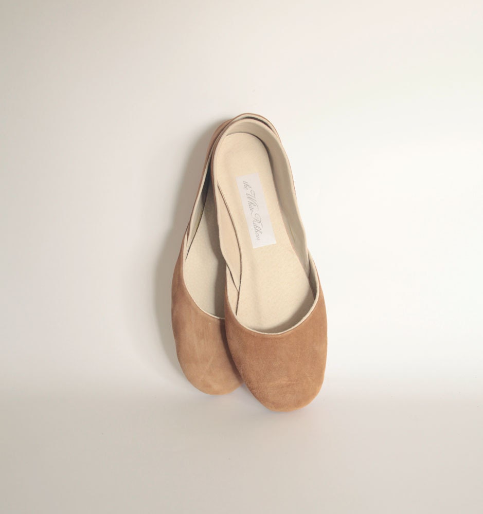 cream leather ballet flats