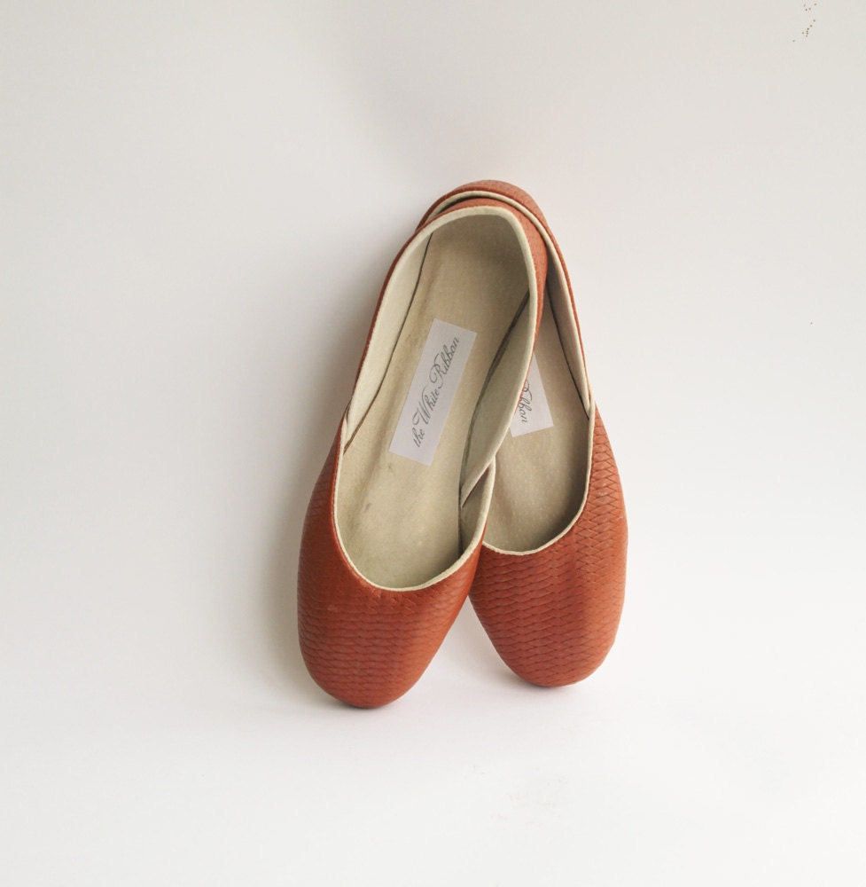 Soft woven leather ballet flats. Sienna.