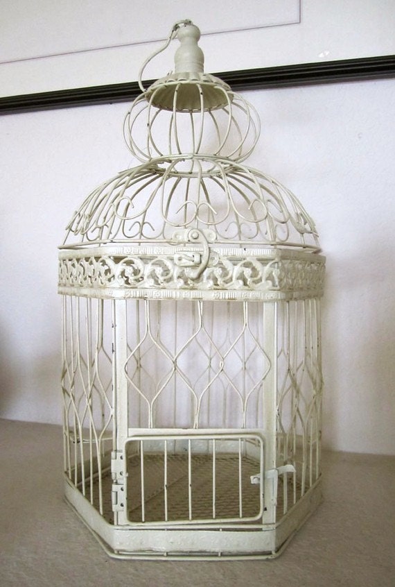 Personalized-LARGE Cream Hexagonal Birdcage-Wedding card holder
