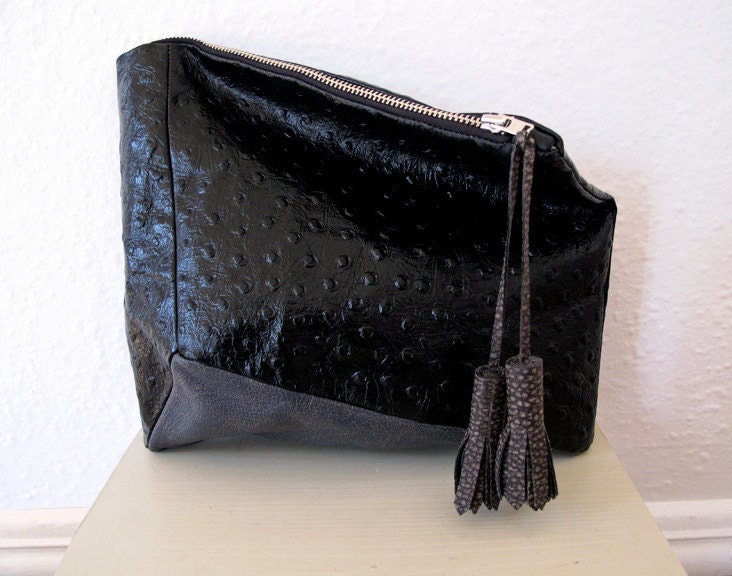 Cubist Leather Clutch - Midnight