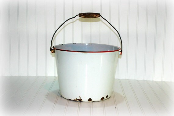 Vintage Enamel Bucket / Old Bucket
