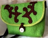 Wool Messenger Bag in Lime Green