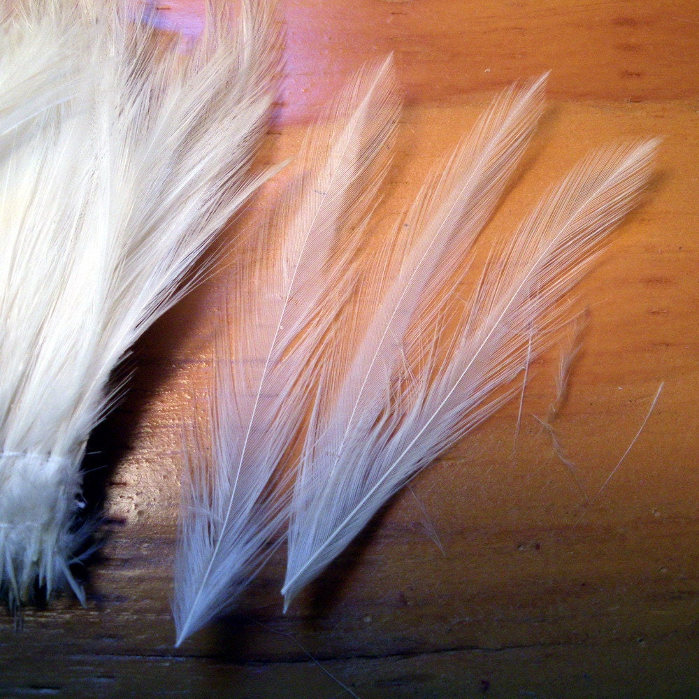 wedding white Feathers strung saddle 3 inches craft feathers
