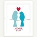 Love Birds Personalized Anniversary Gift - Turquoise Blue & Red - 8x10 - Monogram Date Engagement Shower Wedding