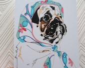 Pug In Pucci - Postcard