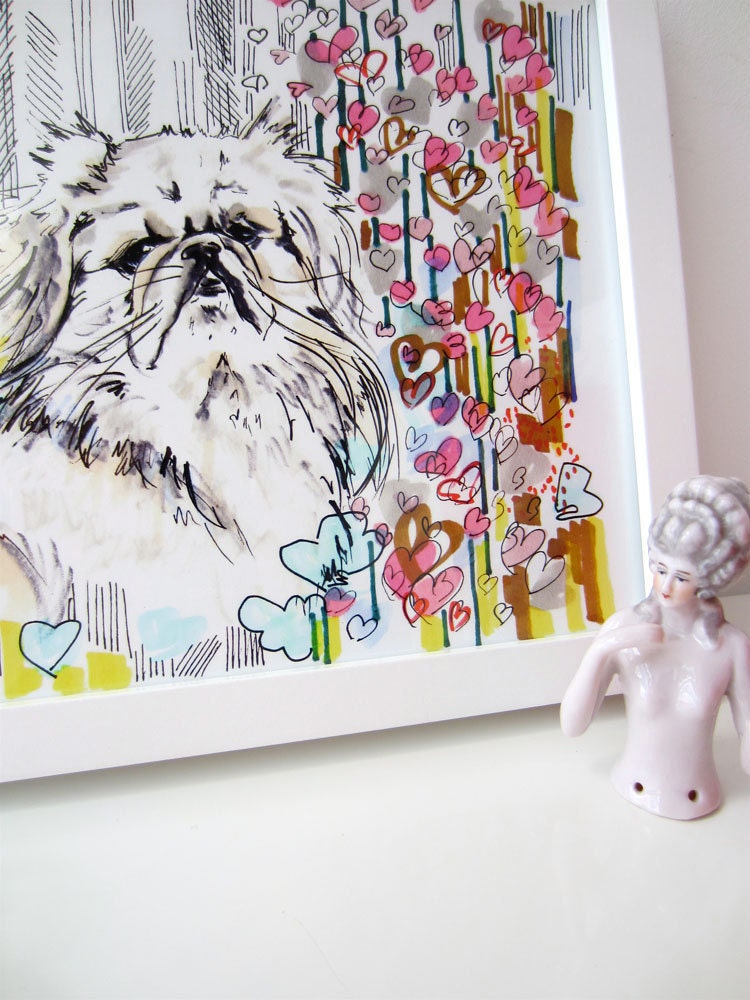 Valentino - Dog With Floral Patterns - Archival A4 Print from original illustration