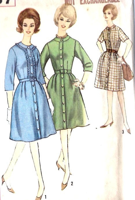 1960s Misses Half size Shirtwaist dress Dress vintage Sewing Pattern Simplicity 4657 bust 39"