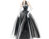 50s Inspired Halter Ball Gown, Evening Gown, Prom Dress, Halter Dress, Party Dress, Reissue of 1957 Vogue Pattern 2962 Sizes 12, 14, 16, 18