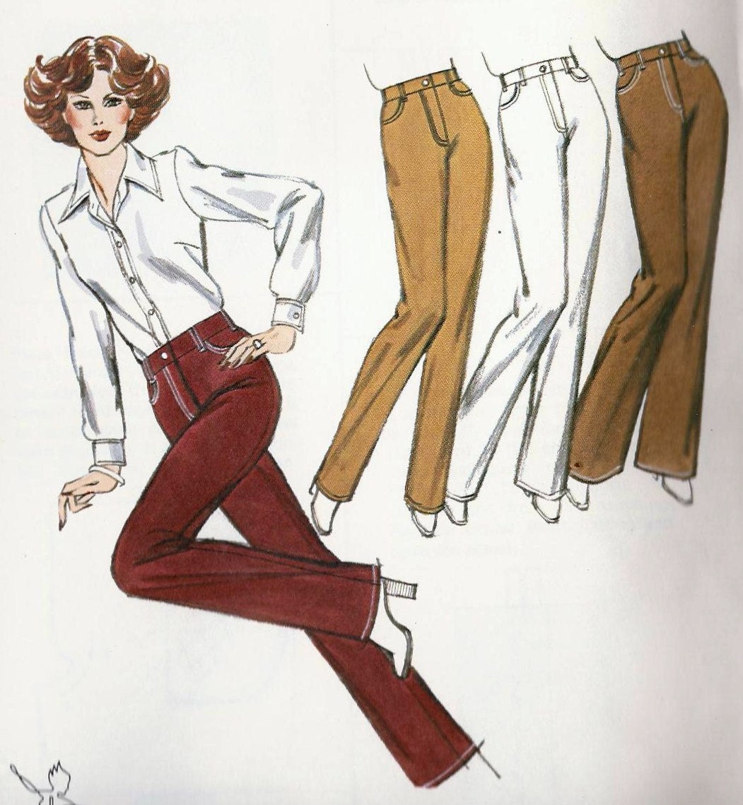 1980s Misses Jeans Sewing Pattern Kwik Sew 406 Sizes 6, 8, 10, 12 uncut