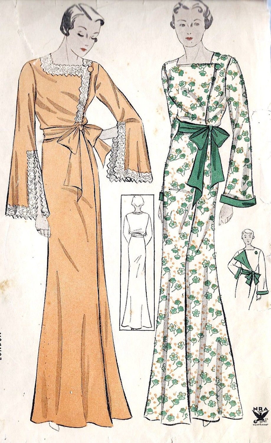 1930s Misses Negligee Vintage Sewing Pattern, Simplicity 1470 Bust 32" hips 35"