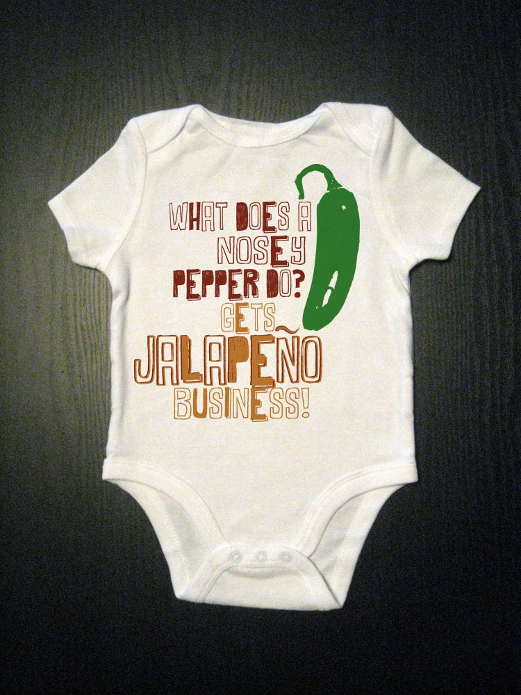 Jalapeño Business One Piece Baby Bodysuit - Funny Baby Clothes - Children's Clothing - Baby and Toddler and Kid's Clothing