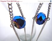 ON SALE Chain Earrings with Blue Glass Bead