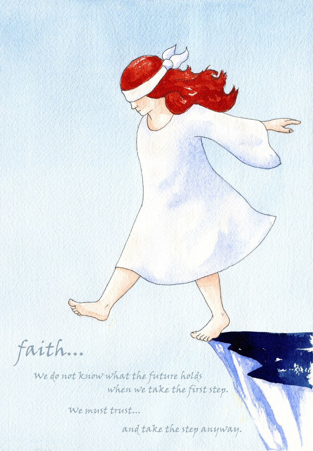 Greeting card Faith for a leap into life - affirmation, redhead, spiritual, inner journey