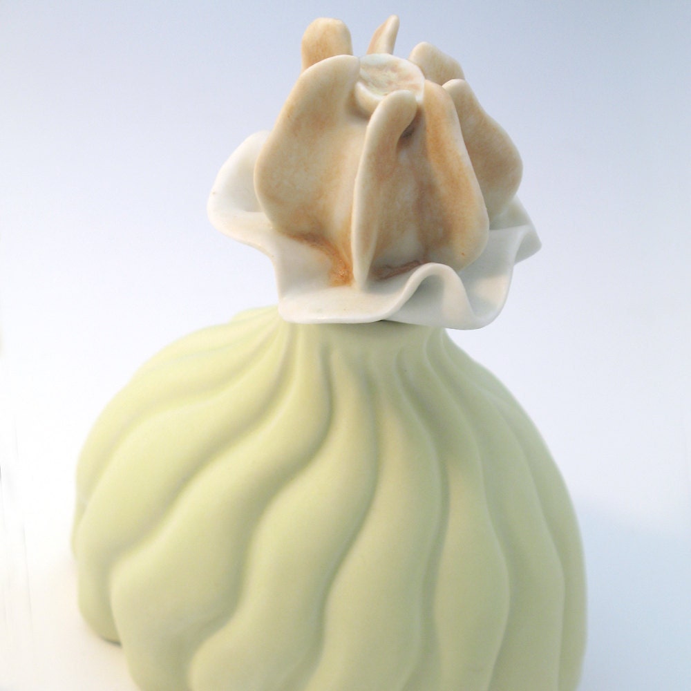 Pale peach & yellow porcelain perfume bottle