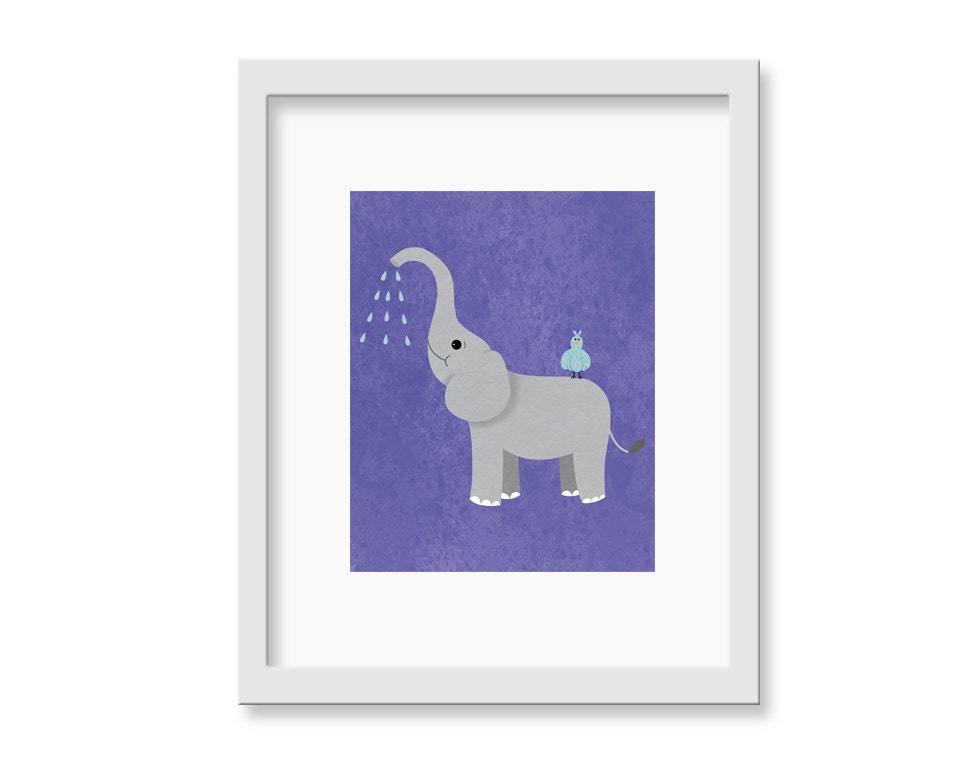 Safari Nusery Art - Elephant Children's Room Decor Wall Art Print - 8 x 10 print