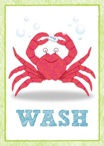 Bathroom Sea theme Kids Art - Set of Three 5 x 7 Bathroom Decor Prints -Sea Theme kids decor, children wall art, bathroom art, kids bathroom