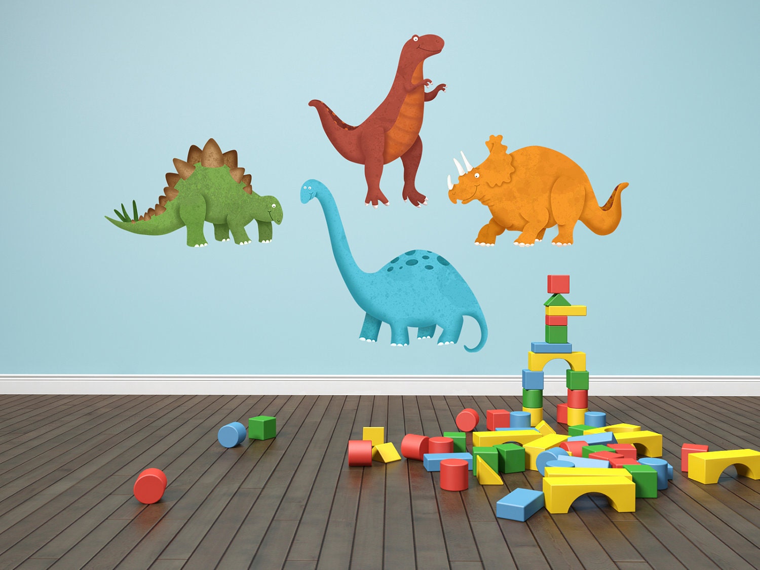 Dinosaur Decals - Dinosaur Wall Decals - 4 Piece Set of Original Dinosaur Childrens Decor