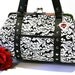 White Bat Print Purse with Your Choice of Vinyl, Halloween Horror Psychobilly Goth Purse - MADE TO ORDER