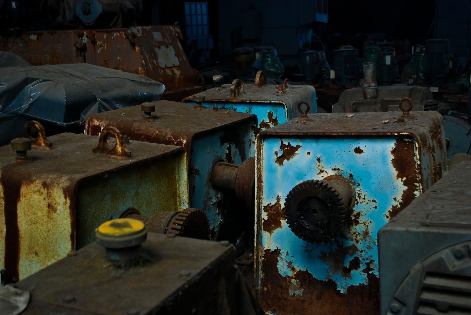 Blue & Yellow - Fine Art Photography Rust Old Abandonded Machinary