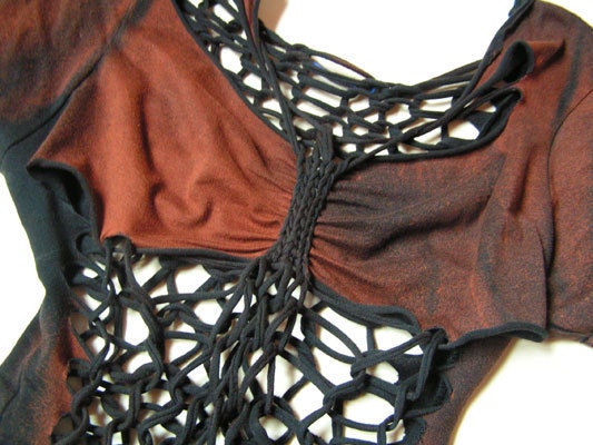 Post Apocalyptic Steampunk Pirate Goth Shredded Metal Punk Woven Deconstructed Distressed top