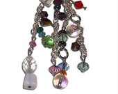 Multi-Colored Crystal, Glass, and Chain Earrings