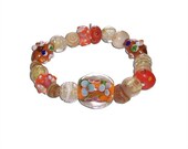 Orange Lampwork and Yellow Glass Beaded Bracelet (large bracelet)